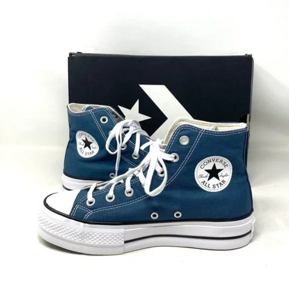 Converse Chuck Taylor Lift Platform High Shoes Skate Canvas Blue Women's A06840C - Picture 8 of 10